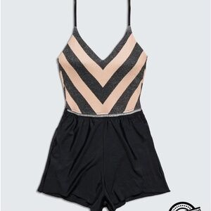 NEW Without Tag Biliblond Arava Black Nude stripes Swimwear Size XL